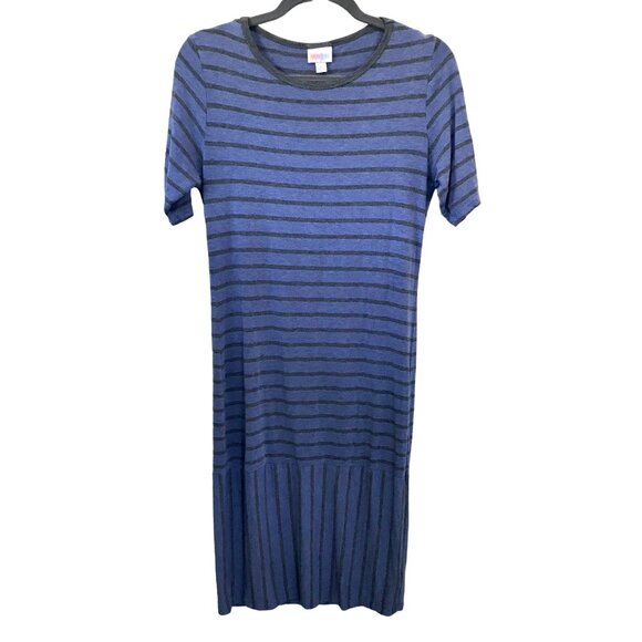 LuLaRoe Womens Simply Comfortable Stripe Stretch Bodycon Midi Julia Dress Size M - Picture 2 of 9